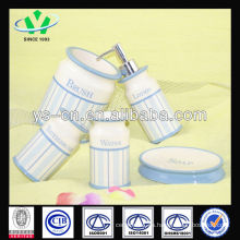 2014 Nuevos Productos Blue Modern Ceramic Bath Set With Decal Pattern